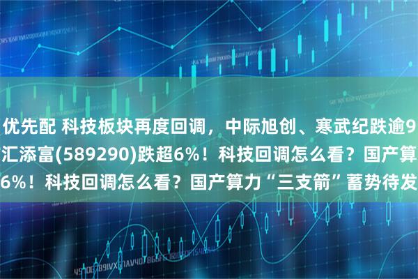 优先配 科技板块再度回调，中际旭创、寒武纪跌逾9%！科创芯片设计ETF汇添富(589290)跌超6%！科技回调怎么看？国产算力“三支箭”蓄势待发